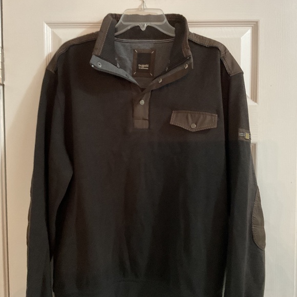 Men’s Bugatti 1/4 Zip Sweater, Chocolate Brown, Elbow and Shoulder Patches, XL - Picture 7 of 12